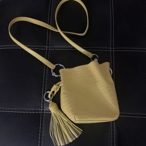 Bright Yellow Croc Leather Mini Kate Bucket Bag | Rebecca Minkoff In Capr Yellow